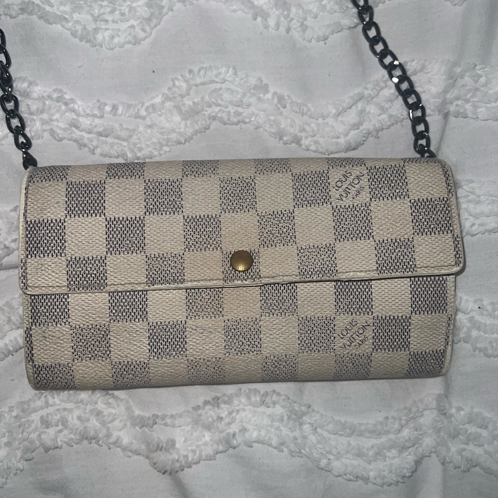 Preowned Louis Vuitton Damier Azur Porte Feuille Sarah Long Bifold Wallet